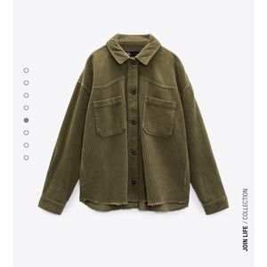 Zara Olive Green Corduroy Button Down Shirt